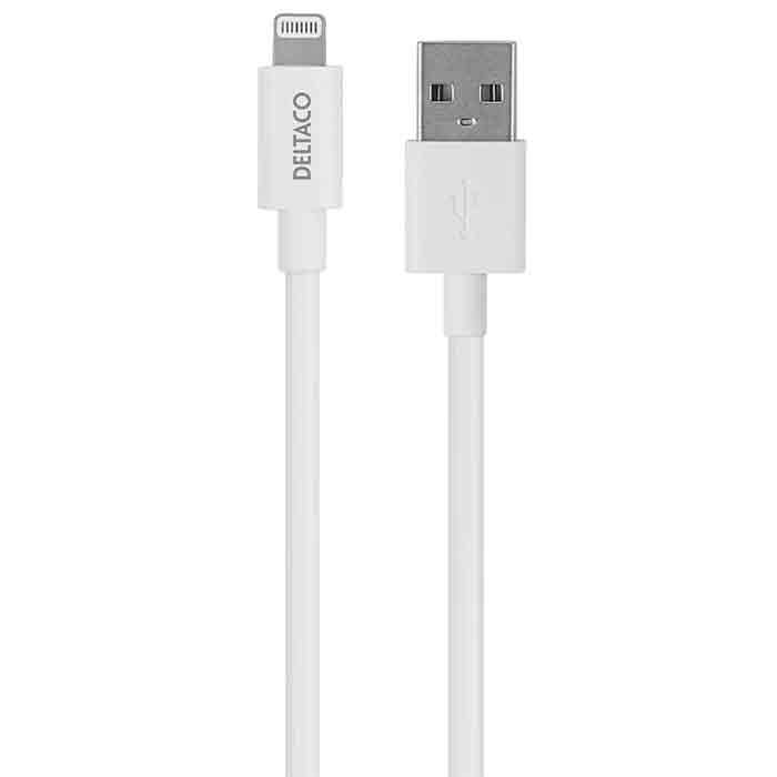 Lightning-kabel Deltaco USB-A vit 2 m