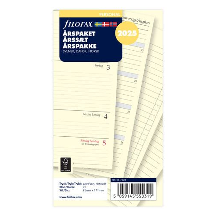 Filofax Personal Årspaket refill 2025 v/u