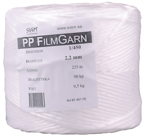 Filmgarn PP 1/450 vit 225m 500g